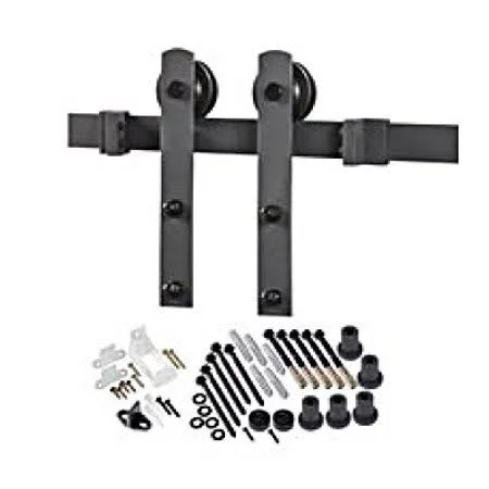 Renin Bd100k-78 Decorative Straight Strap Interior Barn Door Hardware Kit 78 inch Matte Black