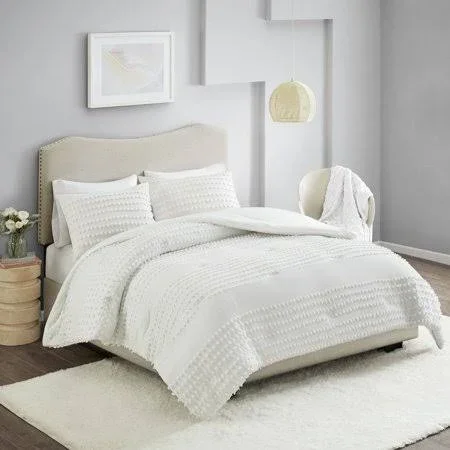 Comfort Spaces Phillips Cotton Jacquard Comforter Set - Twin/Twin XL, Ivory
