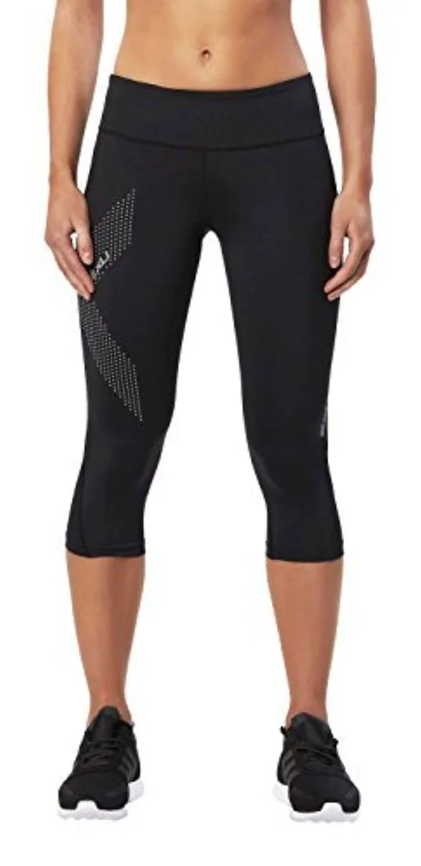 2XU Women's Mid-Rise Compression 3/4 Tights - WA2865b-BLK/DRF-MT
