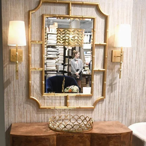 Worlds Away Marian Bamboo Mirror Gold