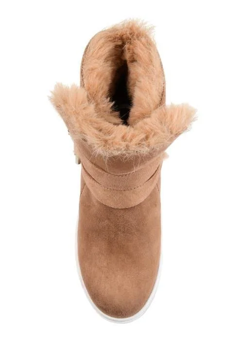 Journee Collection Women's Angelique Wedge Bootie - Tan
