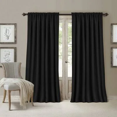 Ardmore Solid Blackout Single Curtain Panel Astoria Grand Curtain Color: Black - Size per Panel: 52x22 W x 95x22 L