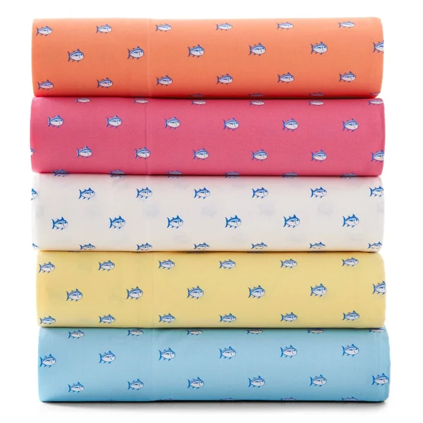 Southern Tide Printed Skipjack Cotton Sheet Set, Coral, Queen