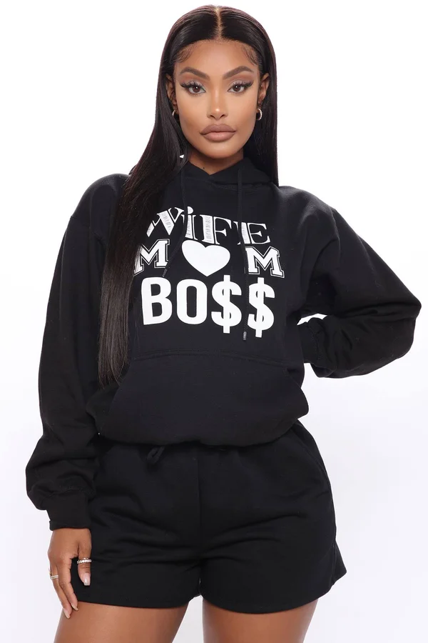 Womens It Takes Talent Hoodie in Black Print Size 1x by Fashion Nova