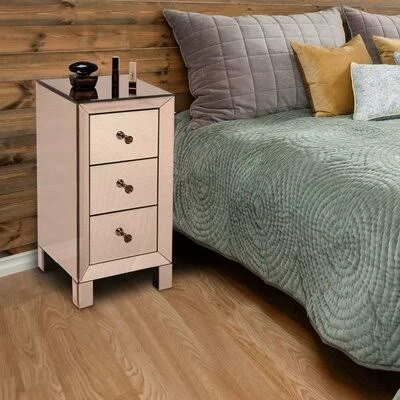 Burlin 3 - Drawer Nightstand Winston Porter Color: Champagne Pink