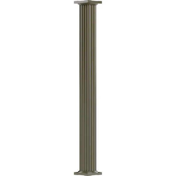 8x22 x 9& Endura-Aluminum Column, Round Shaft (FOR Post Wrap Installation), Non-Tapered, Fluted, Clay Finish w/ Capital & Ba