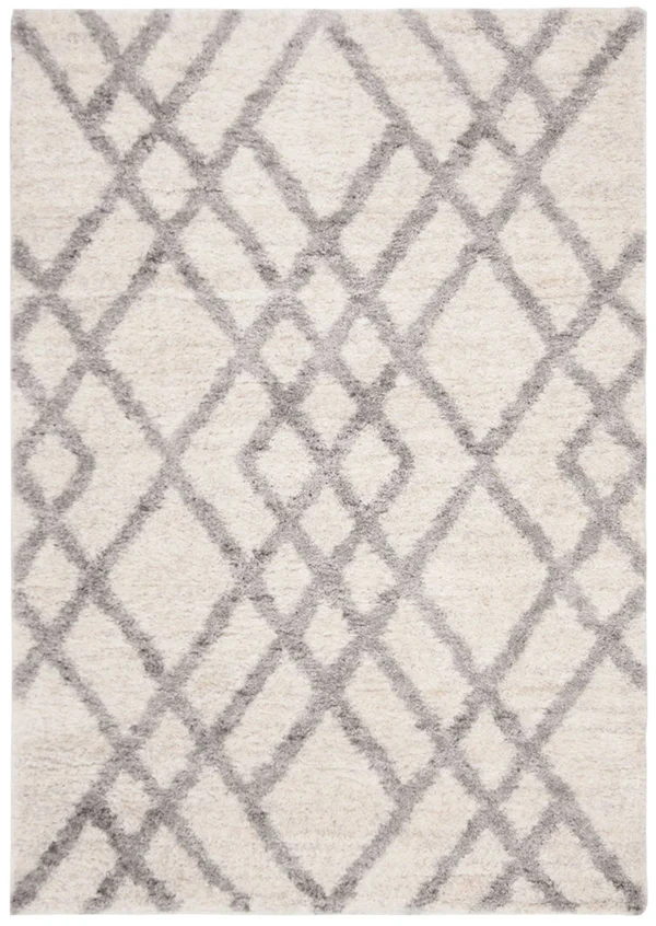 Safavieh Berber Shag Rug Collection BER214A - Cream - Grey - 8& x 8& Square