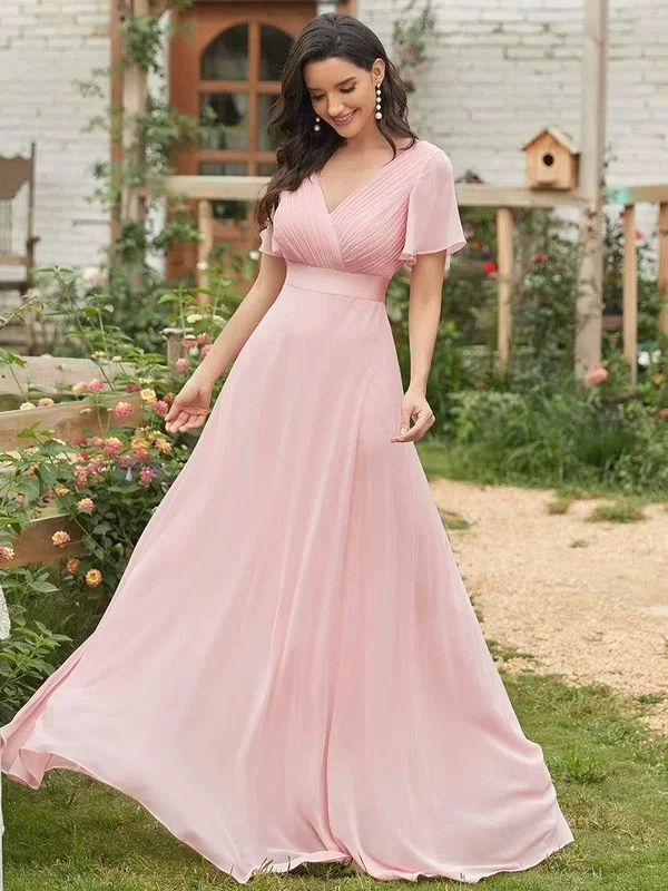 Flutter Sleeves Long Empire Waist Evening Dress Adult Female Polyester