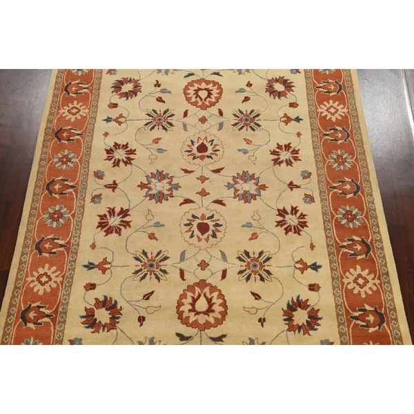 Floral Oriental Traditional Area Rug Hand-Tufted Wool Carpet 9x12, Size: 9& x 12&, Gold