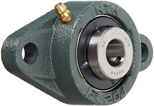 NTN UCFL202D1 Light Duty Flange Bearing - 2 Bolts, Setscrew Lock, Regreasable, Contact and Flinger Seals, Cast Iron, 150mm Bore