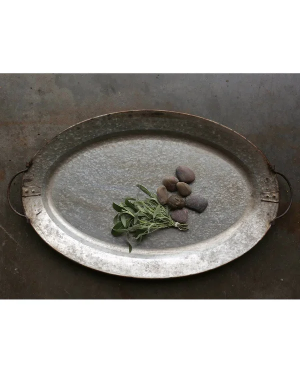 Decorative Metal Tray with Handles