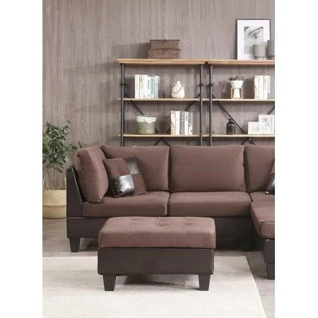 Nathaniel Home Bonded Chocolate Leather and Champion Ottoman, Brown