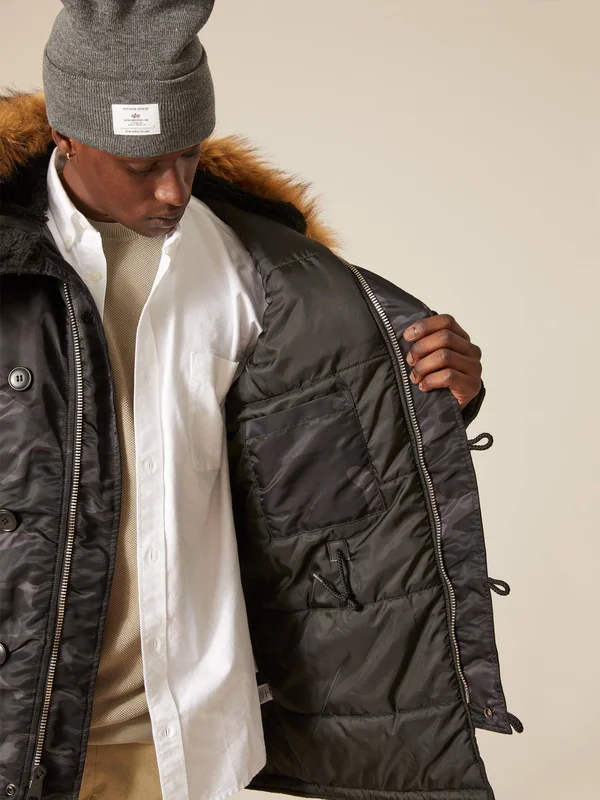 Alpha Industries Men's Black Slim Fit N-3B Parka