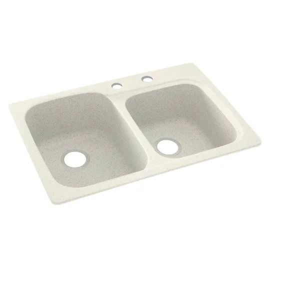Swanstone KS03322DB.018-2C 2-Hole Solid Surface Kitchen Sink, 33x22 x 22