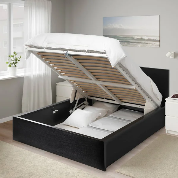 IKEA - MALM Storage Bed - black-brown, Queen