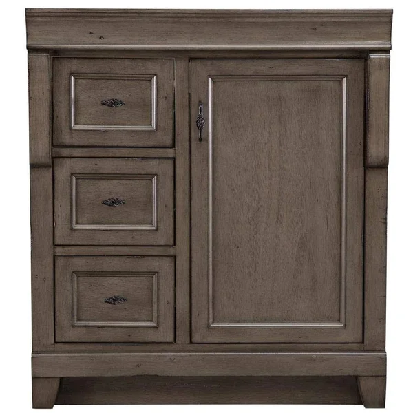 Foremost Naples 30 in. W Vanity Cabinet Only in Distressed Grey with Left Hand Drawers