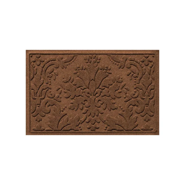 Waterguard Damask Indoor Outdoor Mat, Dark Brown, 3x5 ft