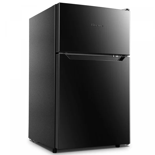 Hisense 3.2 Cu ft Two Door Mini Fridge with Freezer RT32D6ABE, Black