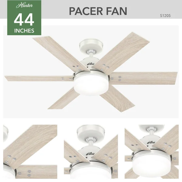 Hunter 51206 Pacer with LED Light 44 inch Ceiling Fan in Indigo Blue