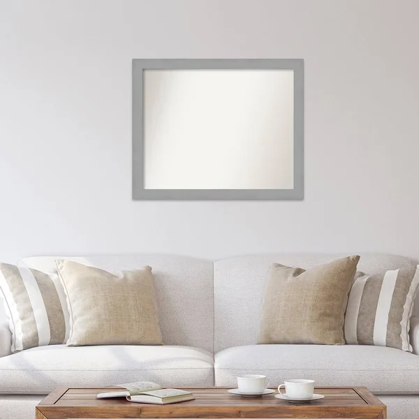 Amanti Art Medium Rectangle Brushed Nickel Contemporary Mirror (27.5 in. H x 37.5 in. W)