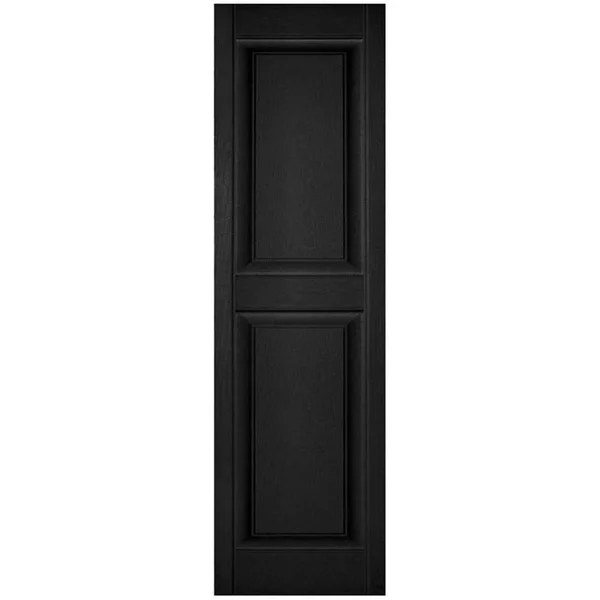 12 inchw x 46 inchh Lifetime Vinyl - Custom Two Equal Panels, Raised Panel Shutters, Black