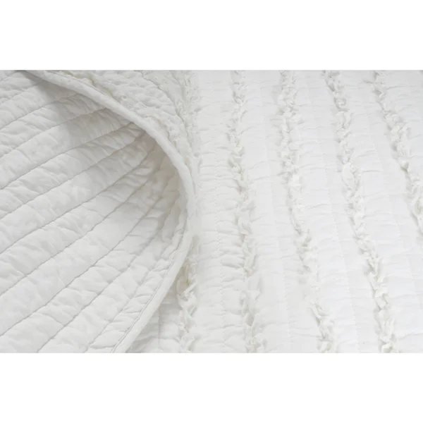 Greenland Home Ruffled Quilt Set, Twin, White