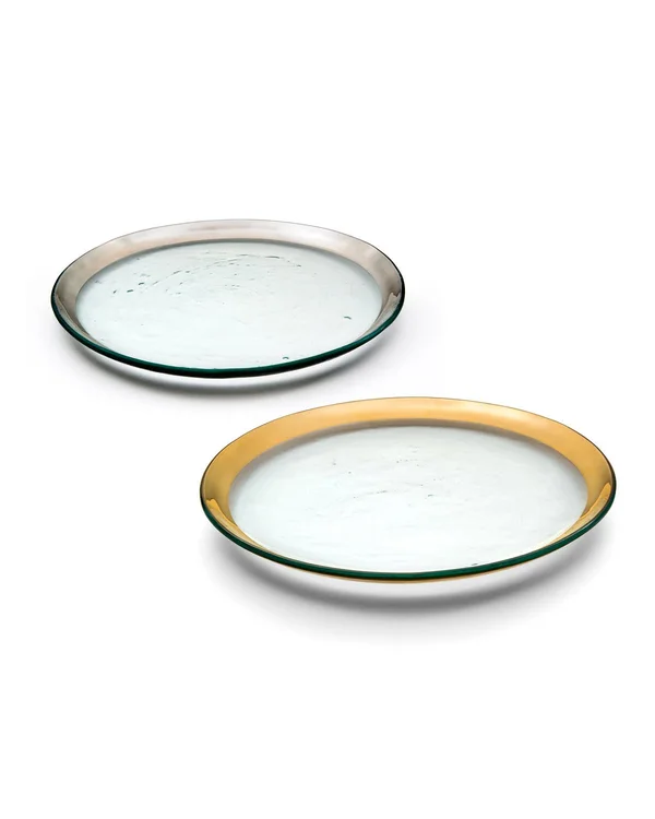 Annieglass Roman Antique Platinum Buffet Plate