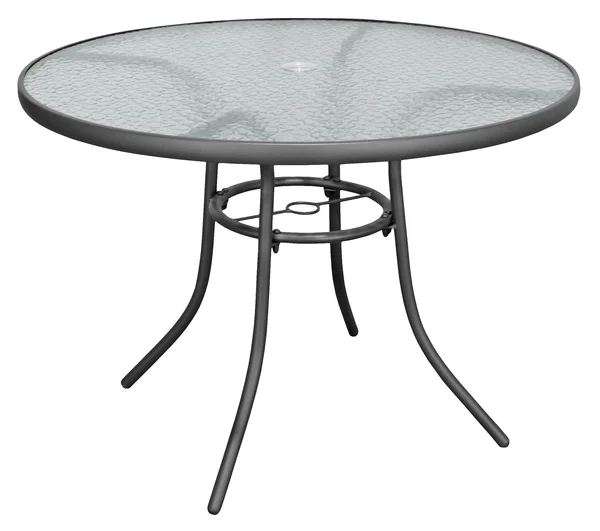 Rio Brands Sienna Metal Gray Round Patio Glass Top Table - 40-Inch
