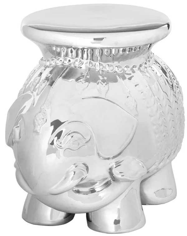 Safavieh Ceramic Elephant Garden Stool-Silver