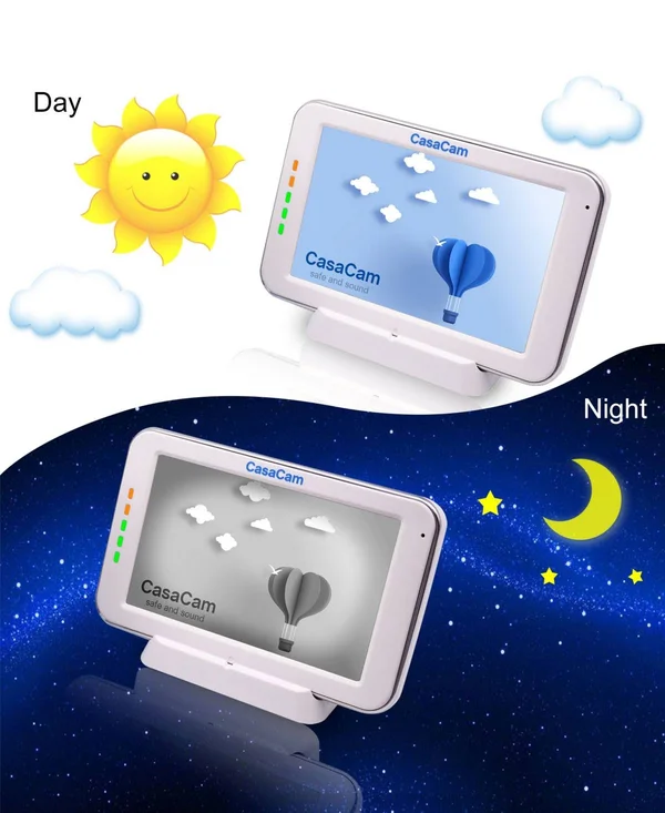 CasaCam BM200 Video Baby Monitor with 5x22 Touchscreen and HD Pan & Tilt Camera - Two Way Audio, lullabies, Nightlight, Autom