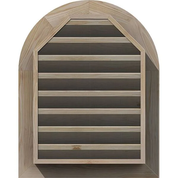 Ekena Millwork GVWRT24X2801SFUPI 24x22W x 28x22H Round Top Gable Vent (29x22W x 33x22H Frame Size): Unfinished - Functional, Smoo