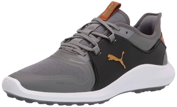 Puma Ignite Fasten8 Golf Shoes - Quiet Shade/Gold/Black 10.5, Wide