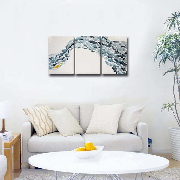 &Goldfish& Wrapped Canvas Coastal Wall Art Set by Norman Wyatt Jr. Overall 60x22 W x 30x22 H