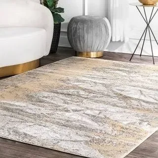 nuLOOM Modern Abstract Fontanta Foil Area Rug (8& x 10& - Gold)