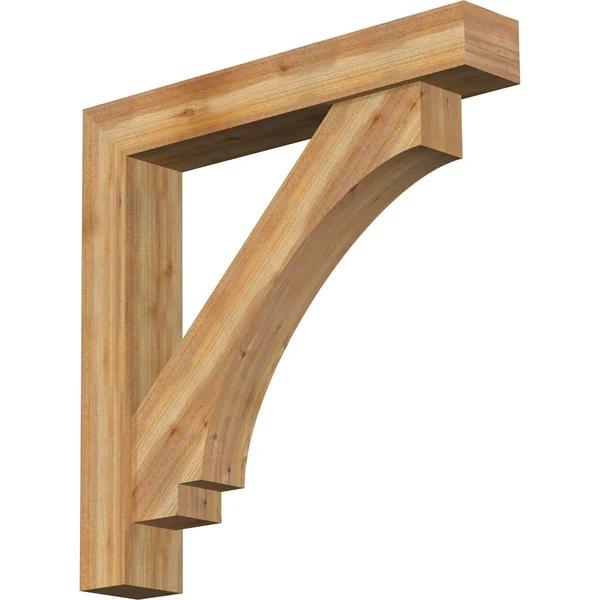 Ekena Millwork BKT0806X48X48IMP05RWR 8x22W x 48x22D x 48x22H Imperial Block Rough Sawn Bracket w/ Offset Brace - Western Red Ceda