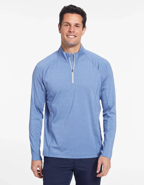 UPF 50+ Sun Protective Long Sleeve Quarter Zip Top for Men, Solbari Dark Grey