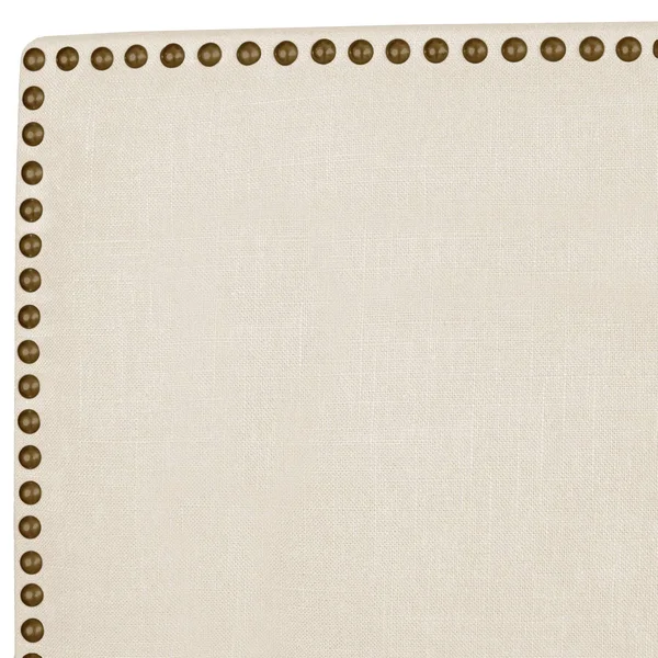Full Bella Nail Button Border Headboard Talc Linen with Brass Nailbuttons - Skyline Furniture