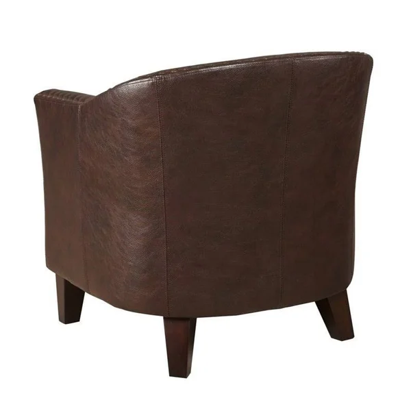 Pemberly Row Faux Leather Accent Chair in Brown - PR-527856