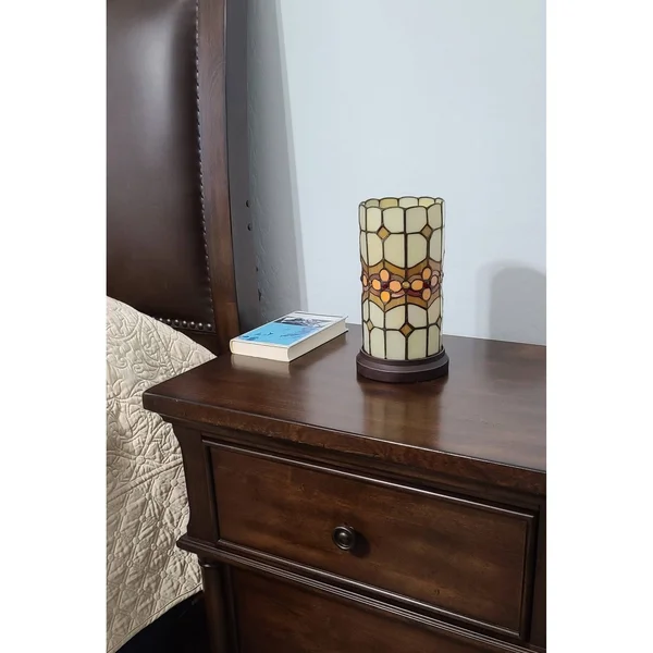 Amora Lighting 10 in. Tiffany Style Floral Mini Table Lamp