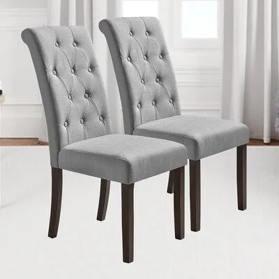Tufted Fabric Upholstered Side Chair in Gray Red Barrel Studio Upholstery Color: Gray Fabric