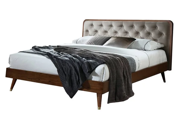 New Spec Monte Lisa Mid-Century Modern Queen Platform Bed in Gray
