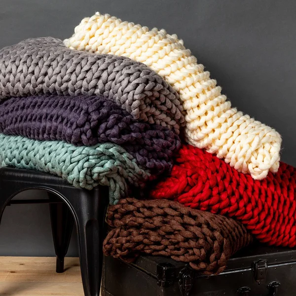 Chunky Knit Throw - Grey
