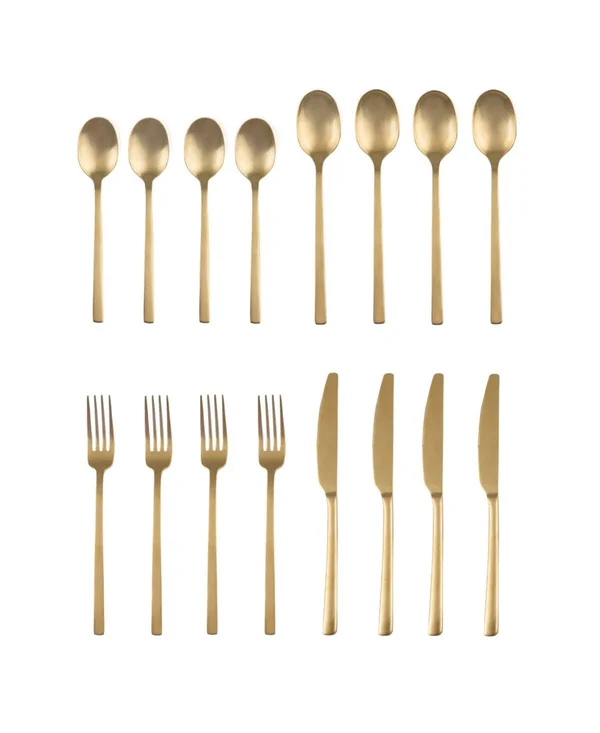 Cambridge Beacon Gold Satin 16-Piece Flatware Set, Service for 4 - Gold Satin