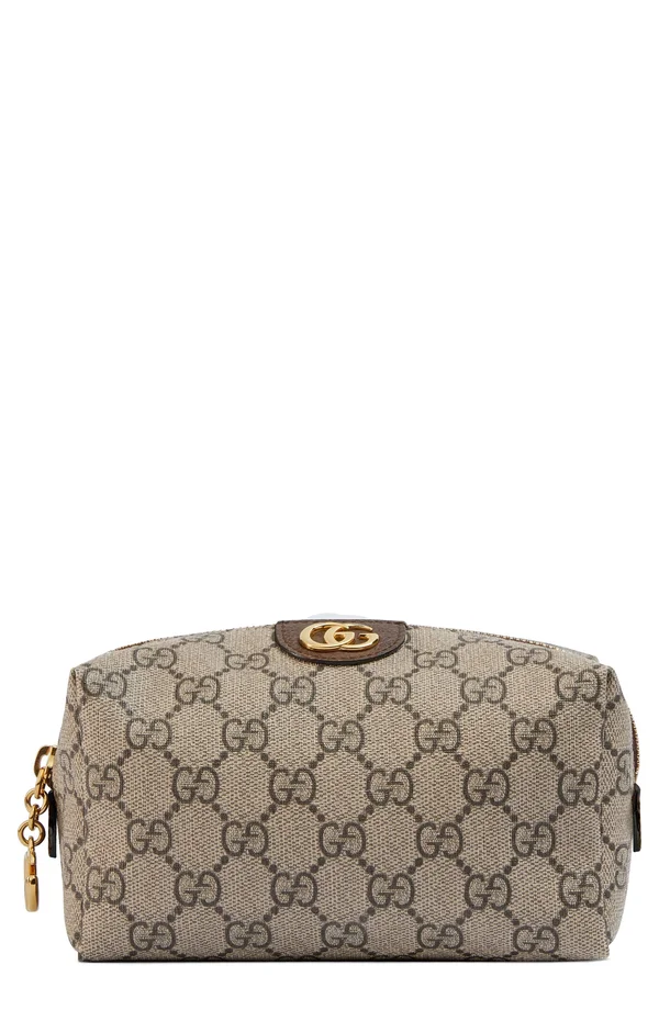 Gucci Ophidia Small GG Supreme Cosmetics Clutch Bag Brown