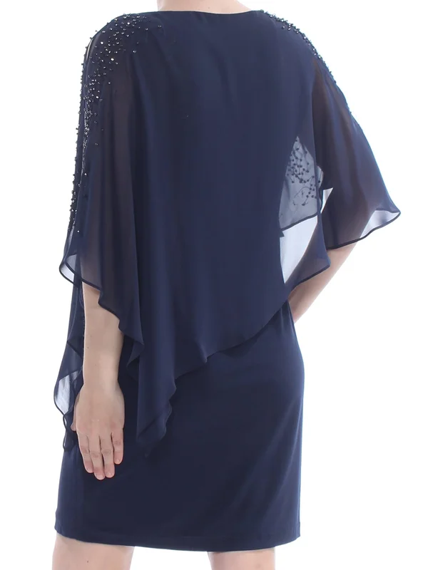 Xscape Women's Butteryfly Overlay Dress - Navy - Size 4