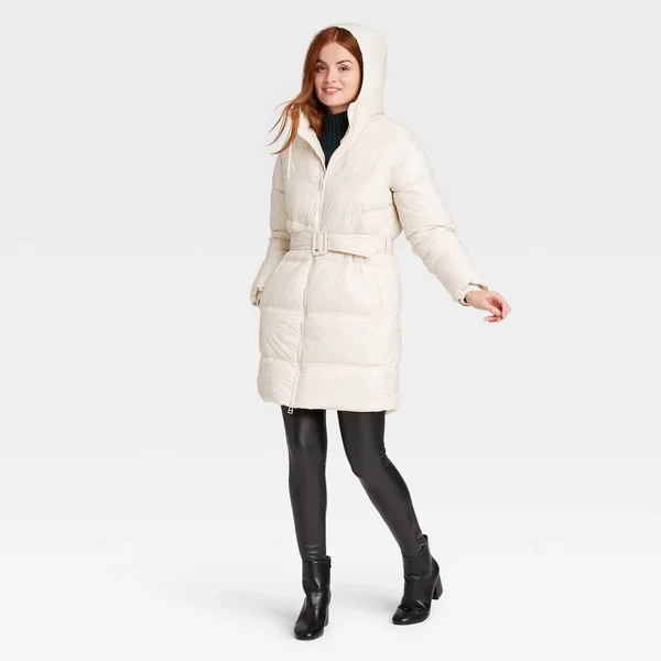 Women's Puffer Jacket - A New Day Stark White Xs
