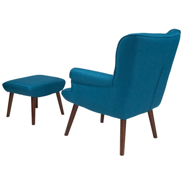 Flash Furniture Bayton Upholstered Wingback Chair with Ottoman - Blue Fabric