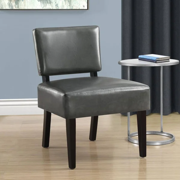 27.5x22 x 22.75x22 x 31.5x22 Charcoal, Foam, Solid Wood, Leather-Look - Accent Chair