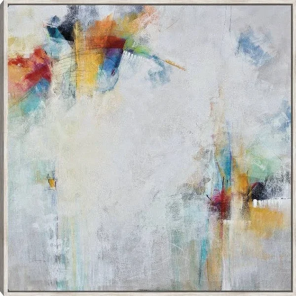 Joyful Framed Canvas Art by Karen Hale 22X22 Barnwood Fineartcanvas