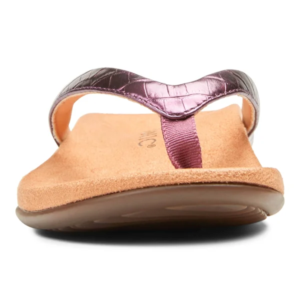 Vionic Dillon Women's Toe-Post Supportive Sandal Berry Croc - 8 Medium